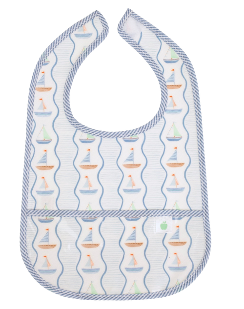 The Wipe It Bib in Sailboats